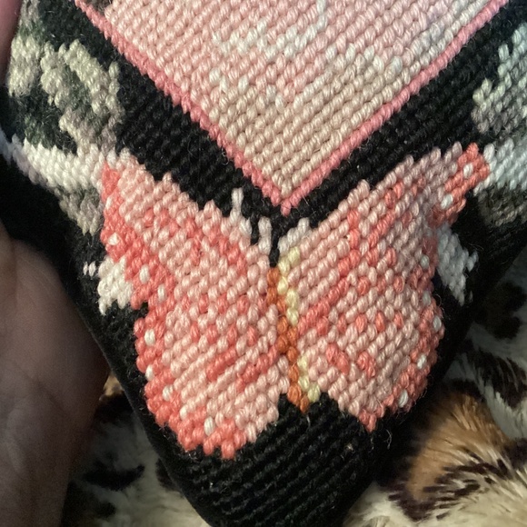 VTG   Needlepoint Pillow  Petit  point  FLORAL x🥰14” by 14” - Picture 13 of 13